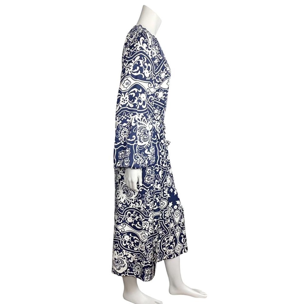 BODEN Silk Blend Ornate Garden Long Sleeve Column Dress in Navy - Picture 5 of 12
